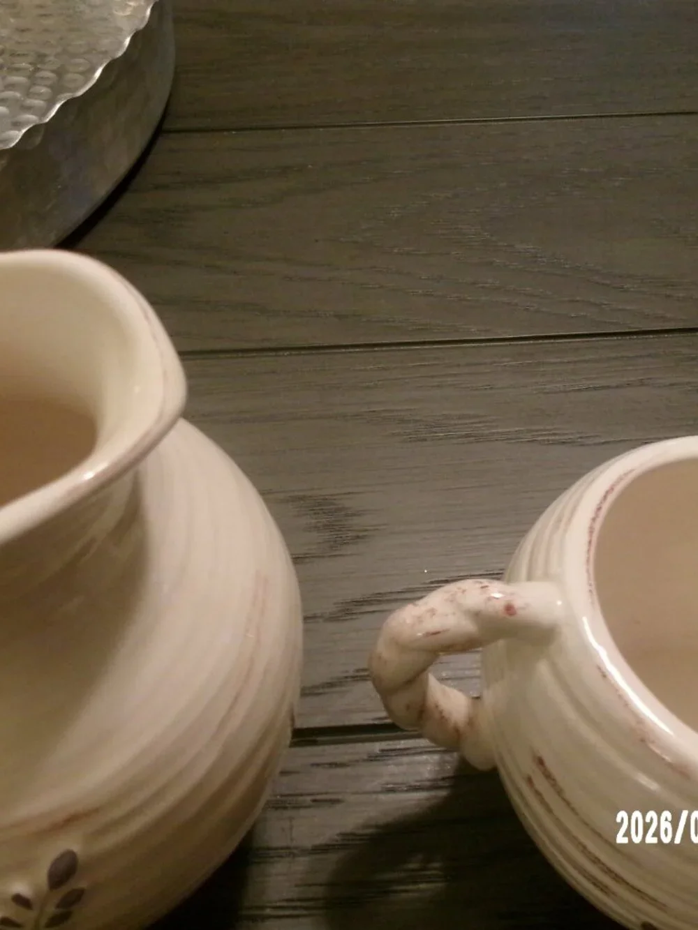 MWW World Market Cream and Lidded Sugar Bowl Set Ceramic - Lilac Flowers